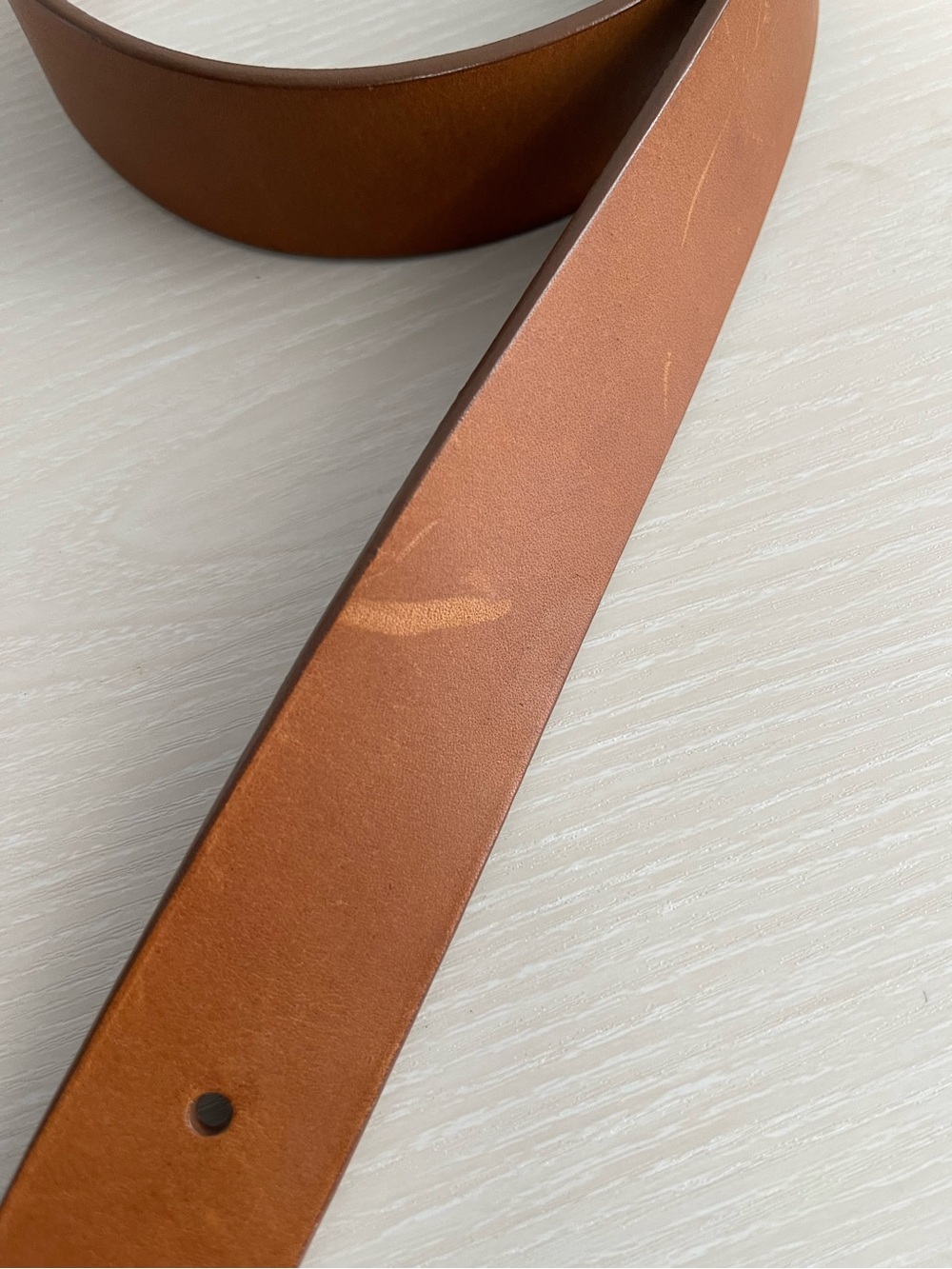 J. CREW Brown Leather Belt with Brass Buckle Men’s Size 32 - Picture 4 of 6